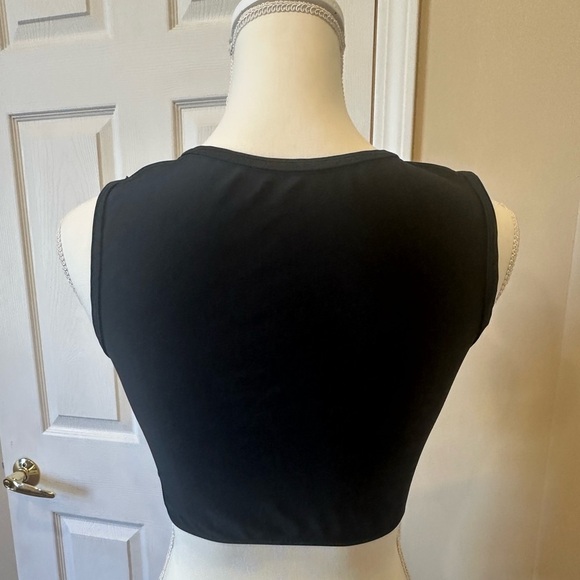 Black Lace Tie-Front Sheer Crop Bikini Swim Top Size Small - Picture 5 of 5